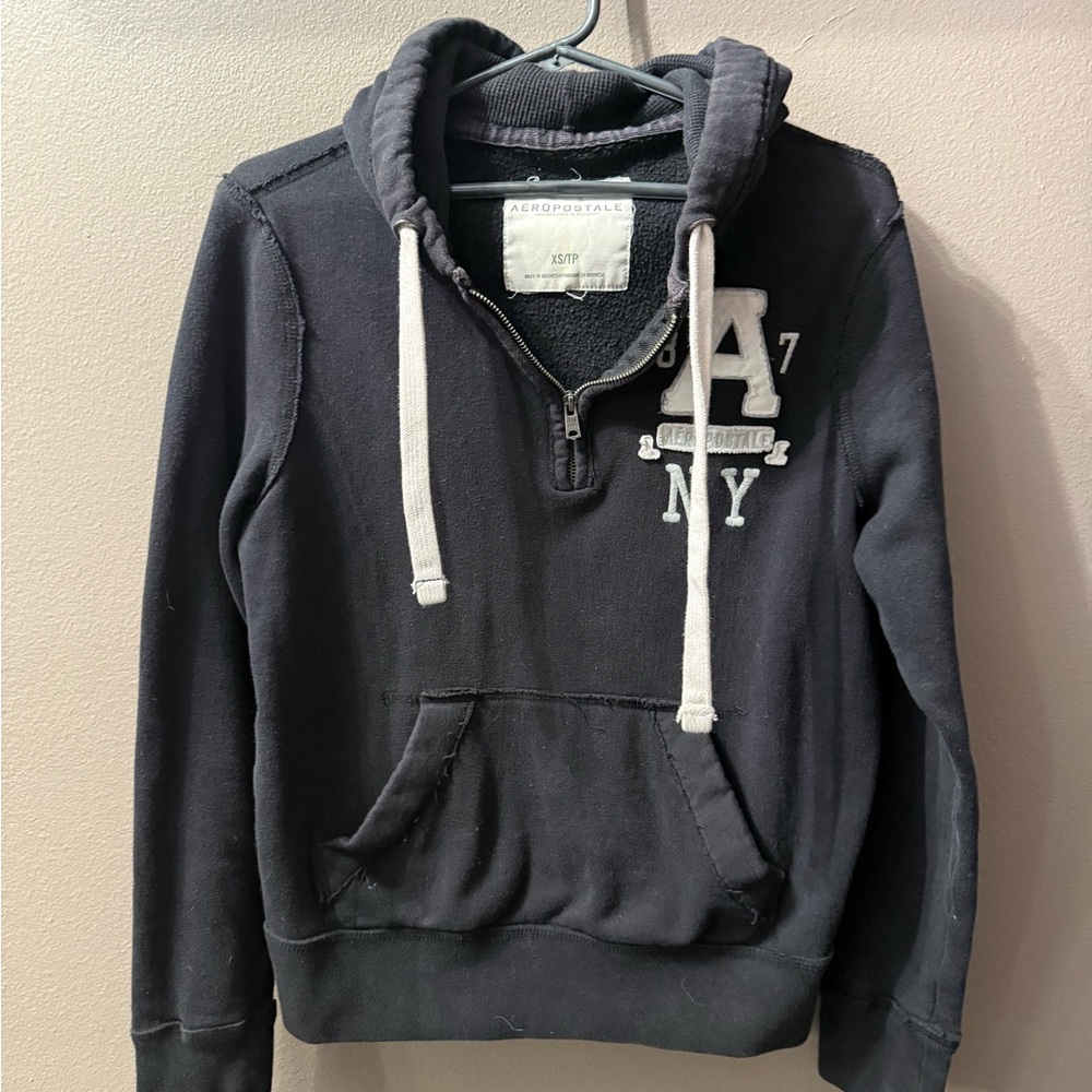Aeropostale Y2K Men's Dark Gray 1/4 Zip-Up Sweater